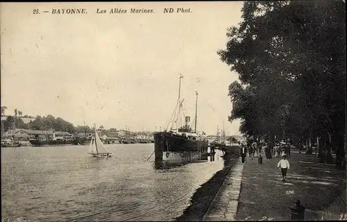 Ak Bayonne Pyrénées Atlantiques, Les Allees Marines