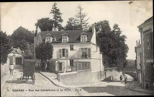 Ak Yerres Essonne, Rue des Camaldules et de Paris