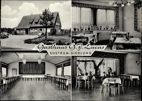 Ak Sustrum Siedlung Kreis Emsland, Gasthaus G.J. Lucas, Innenansicht