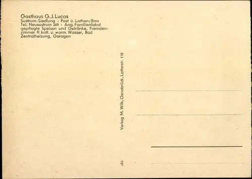Ak Sustrum Siedlung Kreis Emsland, Gasthaus G.J. Lucas, Innenansicht