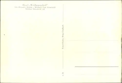 Ak Miebach Kürten in Nordrhein Westfalen, Hotel Weidmannsheil, Inh. H. Hamm