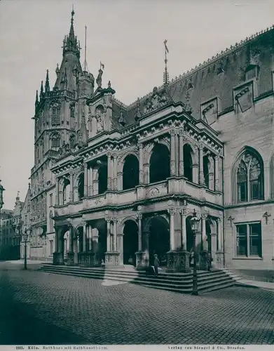 Foto Köln am Rhein, um 1870, Rathaus, Rathausturm