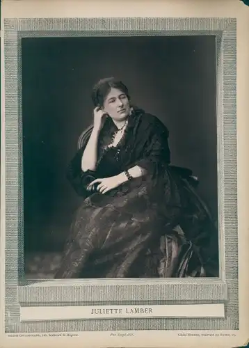 Foto Französische Schriftstellerin Juliette Adam (Lamber), um 1870, Portrait, Frauenrechtlerin