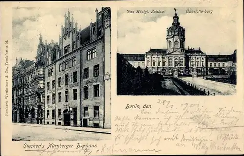 Ak Berlin Charlottenburg, Königliches Schloss, Siechen's Nürnberger Bierhaus