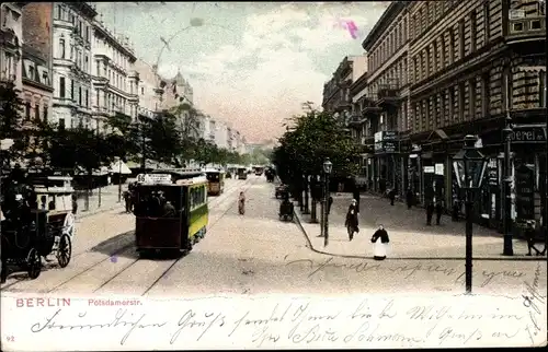 Ak Berlin Tiergarten, Potsdamer Straße, Straßenbahn