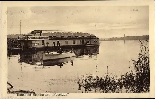 Ak Berlin Zehlendorf Nikolassee, Großes Fenster, Hausboot Restaurant Poseidon