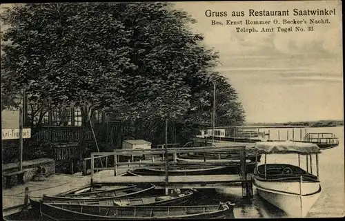 Ak Berlin Reinickendorf Tegel Saatwinkel, Restaurant Saatwinkel, Inh. Ernst Remmer