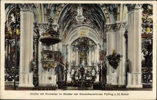 Ak Polling bei Weilheim Oberbayern, Kloster der Dominikanerinnen zum heiligen Kreuz, Kirche