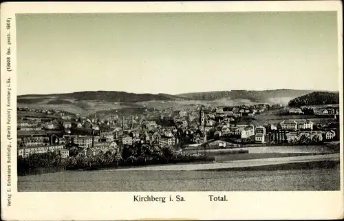 Ak Kirchberg in Sachsen, Totalansicht der Ortschaft