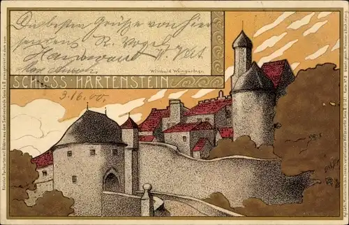 Steindruck Künstler Ak Weingarten, Willibald, Hartenstein im Erzgebirge, Schloss Hartenstein
