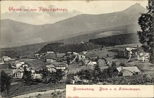 Ak Brückenberg bei Krummhübel Riesengebirge Schlesien, Blick zur Schneekoppe