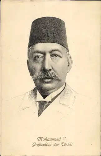 Künstler Ak Mohammed V, Großsultan der Türkei, Portrait