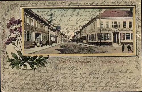 Passepartout Ak Greußen in Thüringen, Neustadt, Ostseite, Fürstl. Hof Apotheke, Thiels Hotel