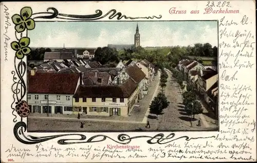 Passepartout Ak Osjorsk Darkehmen Ostpreußen,Kirchenstraße