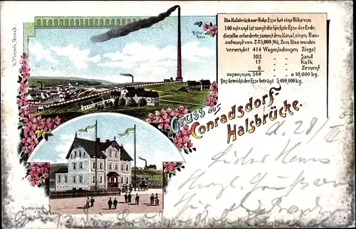 Litho Conradsdorf Halsbrücke in Mittelsachsen, Hohe Esse, Gasthof