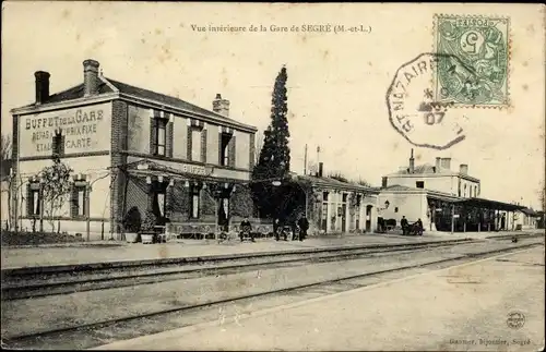 Ak Segré Maine et Loire, Vue interieure de la Gare