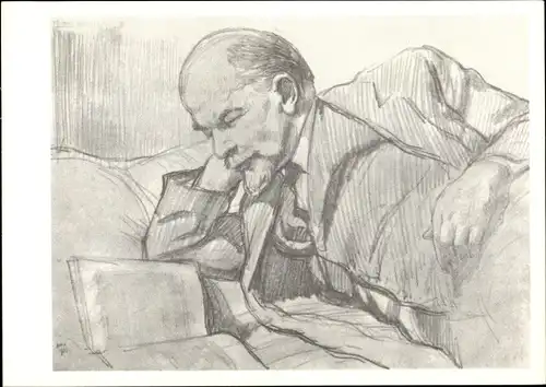 Künstler Ak H. H. Zhukov, Lenin beim Lesen