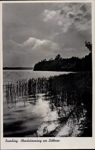 Ak Drawsko Pomorskie Dramburg Pommern, Abendstimmung am Lübbesee