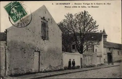 Ak Le Bourget Seine Saint Denis, Maison criblee de balles, rue Brasseur