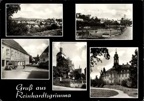 Ak Reinhardtsgrimma Glashütte in Sachsen, Schloss, Laster, Totale, Kirche
