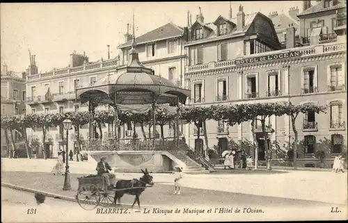 Ak Biarritz Pyrénées Atlantiques, Le Kiosque de Musique et l'Hotel de l'Ocean
