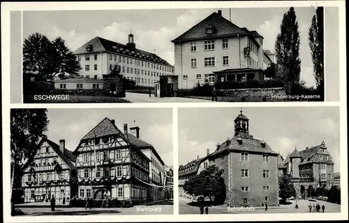 Ak Eschwege an der Werra, Hindenburg Kaserne, Schlossplatz, Marktplatz