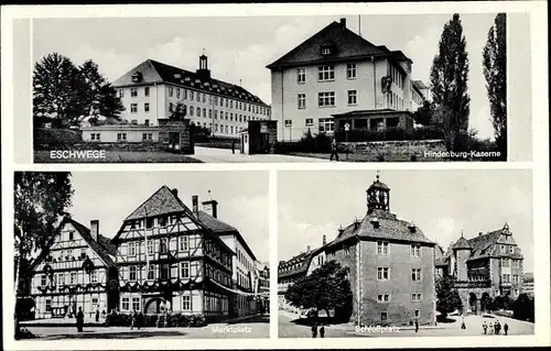 Ak Eschwege an der Werra, Hindenburg Kaserne, Schlossplatz, Marktplatz