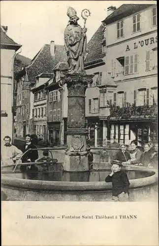 Ak Thann Elsass Haut Rhin, Fontaine Saint Thiebaut