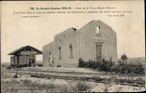 Ak Vaux Marie Meuse, La Gare, La Grande Guerre 1914-1915