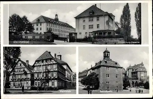 Ak Eschwege an der Werra Hessen, Hindenburg Kaserne, Marktplatz, Schlossplatz