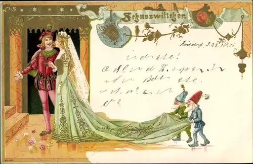 Litho Märchen, Schneewittchen, Hochzeit, Gebrüder Grimm