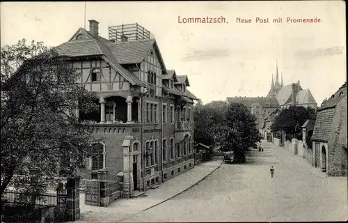 Ak Lommatzsch in Sachsen, Neue Post, Promenade