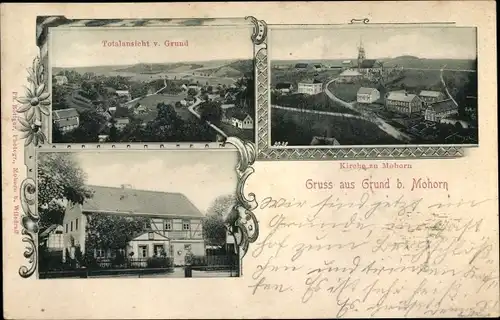 Ak Grund Mohorn Wilsdruff Sachsen, Totalansicht, Kirche