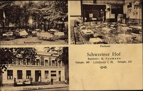 Ak Lübtheen in Mecklenburg, Gasthaus Schweriner Hof, Innenansicht