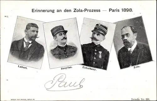 Ak Zola Prozess 1898, Labori, Dreyfus, Esterhazy, Schriftsteller Emile Zola