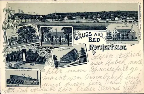 Litho Bad Rothenfelde am Teutoburger Wald, Totale, Kurhaus, Gradirwerk, Kinderheilanstalt