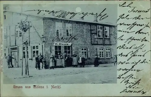 Mondschein Ak Eldena in Mecklenburg, Geschäftshaus W. Blanck