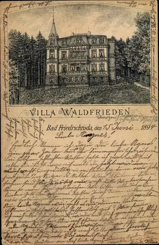 Vorläufer Litho Friedrichroda im Thüringer Wald, Villa Waldfrieden, 1894