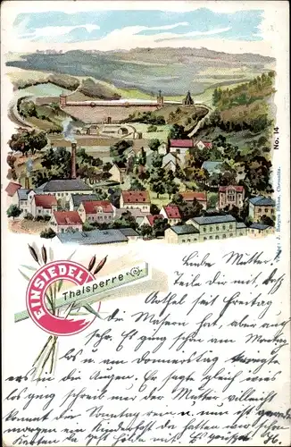 Litho Einsiedel Chemnitz in Sachsen, Panoramablick, Talsperre