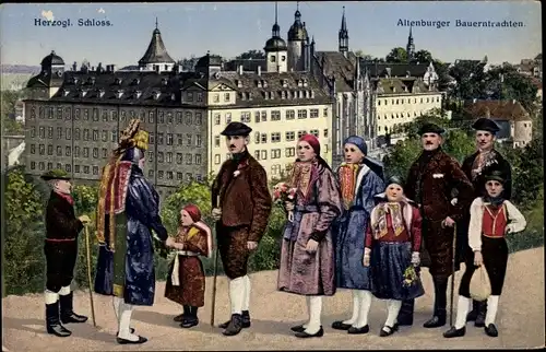 Künstler Ak Altenburg, Altenburger Bauerntrachten, Herzogliches Schloss