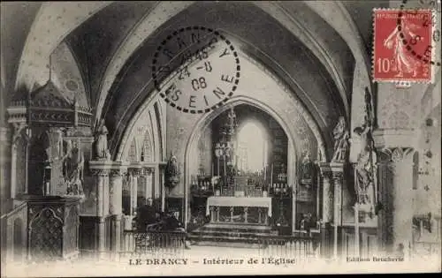 Ak Drancy Seine Saint Denis, Interieur de l'Eglise