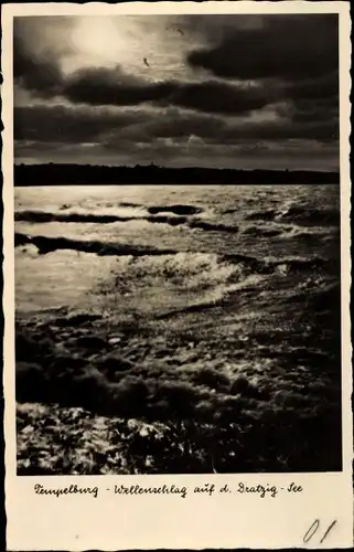 Ak Czaplinek Tempelburg Pommern, Wellenschlag auf dem Dratzigsee