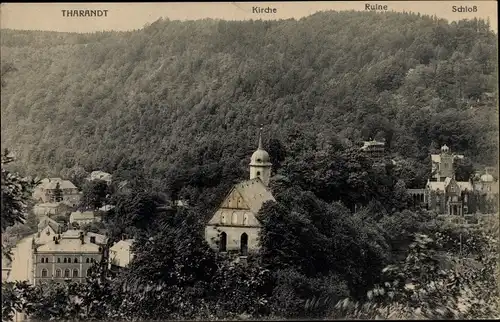 Ak Tharandt im Erzgebirge, Schloss, Kirche, Ruine