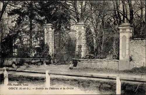 Ak Oncy Essonne, Entree du Chateau et la Grille