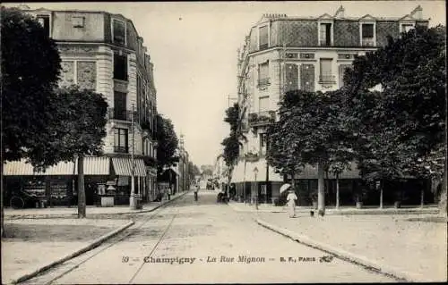 Ak Champigny Val de Marne, La Rue Mignon