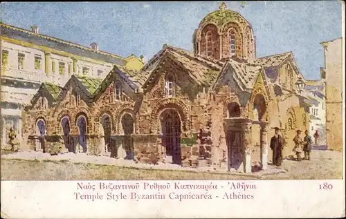 Künstler Ak Athen Griechenland, Temple Style Byzantin Capnicarea