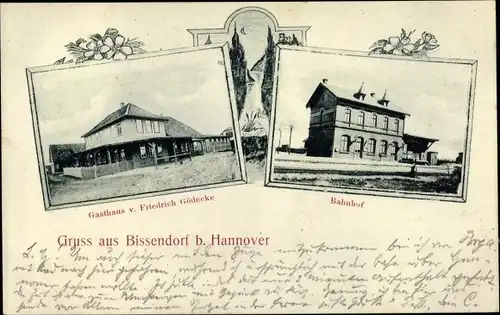 Ak Bissendorf Wedemark Region Hannover, Bahnhof, Gasthaus Friedrich Gödecke