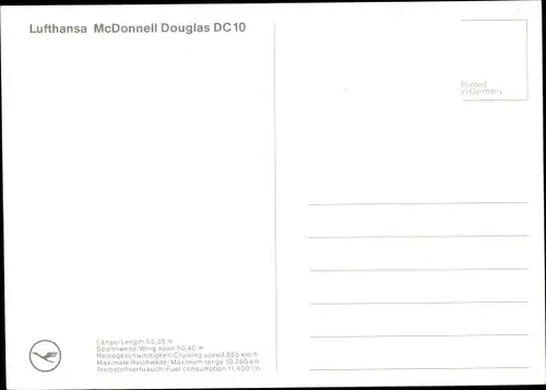 Ak Deutsches Passagierflugzeug, Lufthansa, McDonnell Douglas DC 10