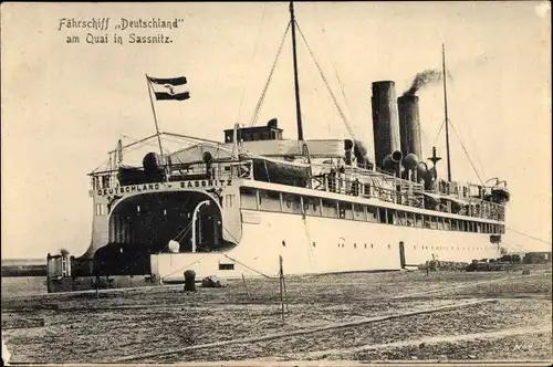 Ak Sassnitz auf der Insel Rügen, Fährschiff Deutschland, Am Quai