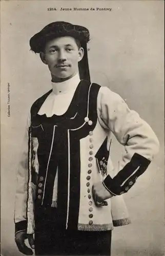 Ak Jeune Homme de Pontivy, Mann in bretonischer Volkstracht